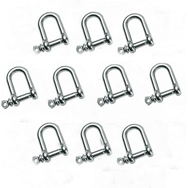2-Pack 1/4" 316 Stainless Steel Shackles - Clevis & Bow Ring For Sailboat Rigging