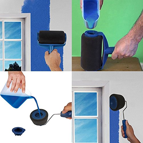5Pcs Multifunction DIY Paint Roller Brush Handle Tool Flocked Edger Home Office Room Wall Runner Roller Paint Brush Set - Thumbnail 5