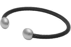 QRAY Black and White Deluxe Stainless Steel Golf Athletic Bracelet Men Women C-Shaped Health Wellness Bracelet