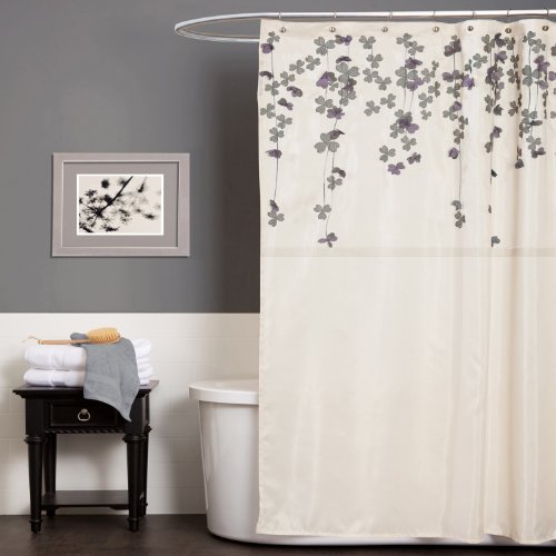 Lush decor flower drop shower curtain, 72-inch by 72-inch, ivory/…