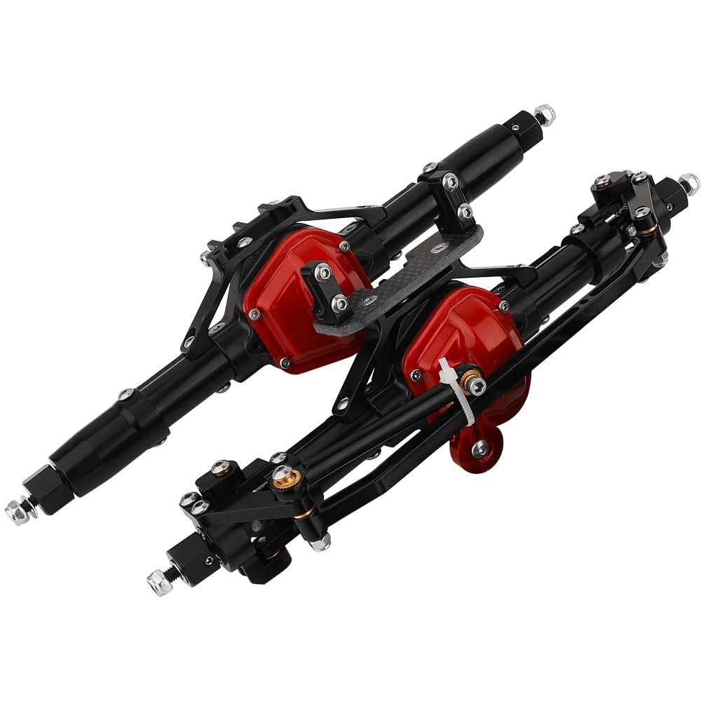 Photo 1 of Pothyes Aluminum Front Rear Complete Axle Set with Enhanced Axle Shaft for Axial SCX10 RC4WD D90 1/10 RC Crawler Upgrade Parts (Black Front+Rear)