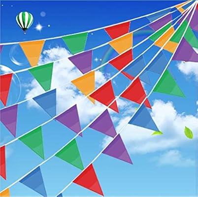 Isperfect 300 Pcs Multicolor Pennant Banner Flags 375 Ft For