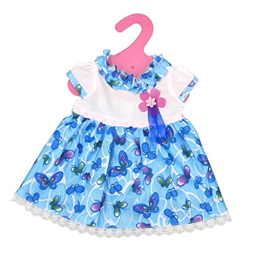 Dovewill Fashionable Butterfly Pattern Print Short Sleeves Dress FIT FOR 18 INCH American Girl Dolls Summer Clothing Outfit