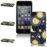 Voberry Vintage Retro Sun Moon Space Nebula Pattern Hard Back Skin Case Cover for Apple iPhone 5 5Gen 5S(B)