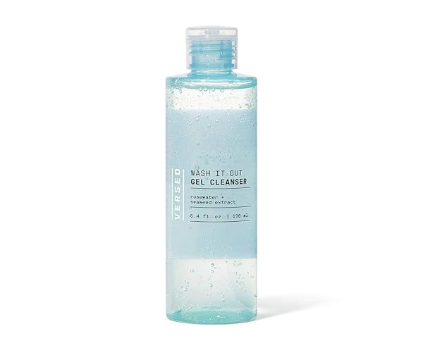 VERSED WASH IT OUT GEL FACE CLEANSER – MILD, NON-STRIPPING GENTLE GEL FACIAL WASH WITH NOURISHING ROSEWATER AND MOISTURIZING CERAMIDES – VEGAN (6.4 FL OZ)