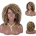 Kalyss Synthetic Brown Blonde Highlights Afro Kinky Curly Wigs for Women Side Parted Natural Looking Big Bouncy Hair Wigs
