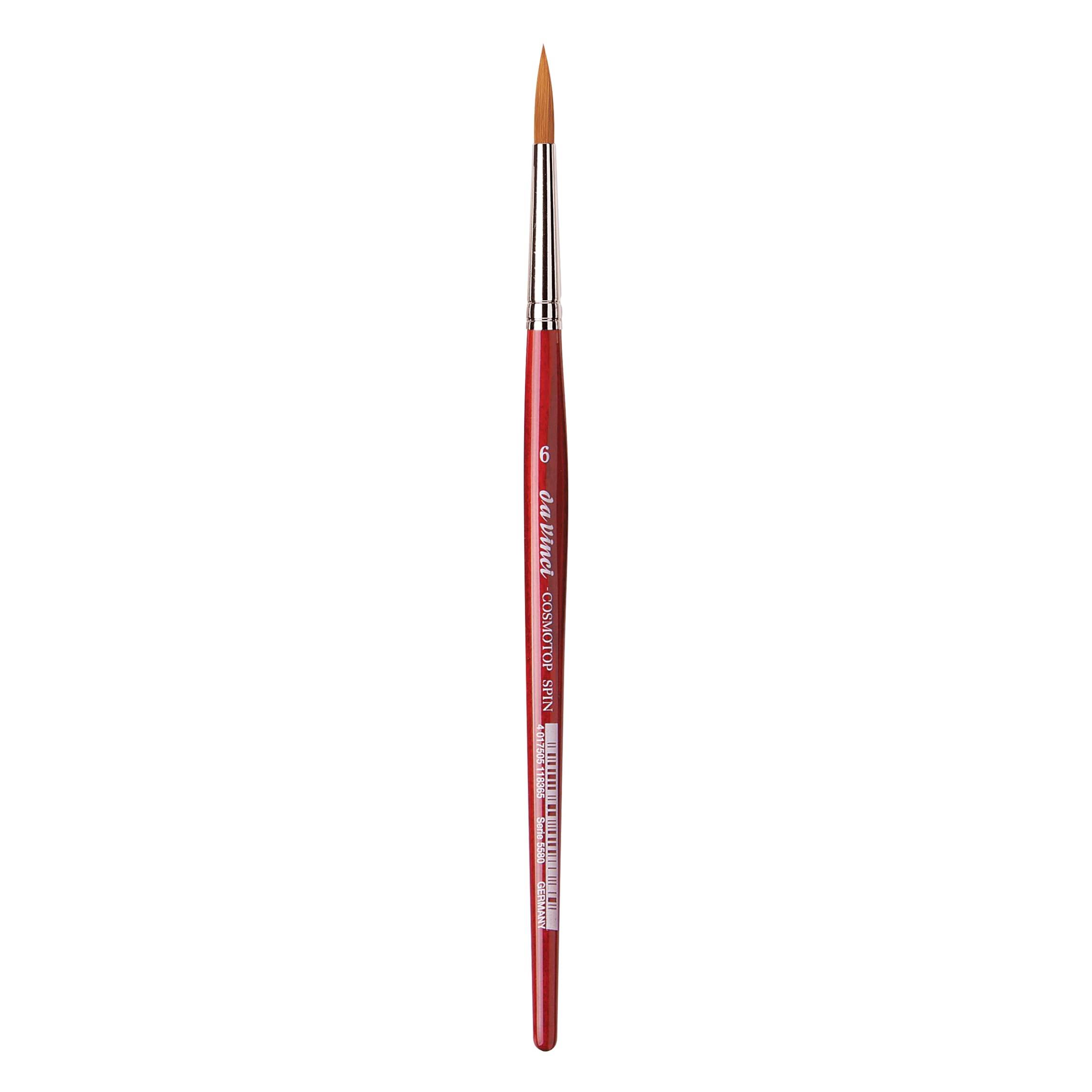Da Vinci 5580 Series Water Colour Brush, 6, Wood, Red, Size 6