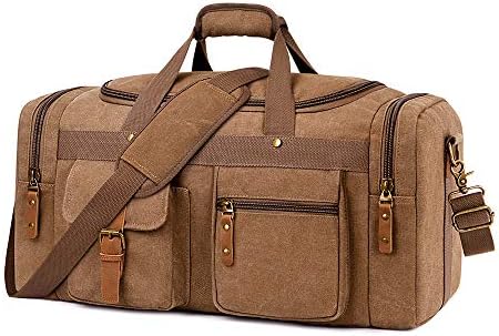 Plambag Large Canvas Duffel Bag Overnight Travel Tote Weekend Bag(Coffee) 1 Plambag Large Canvas Duffel Bag Overnight Travel Tote Weekend Bag(Coffee)