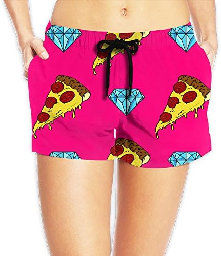 Drawstring Waist Womens Diamond Pizza Board Shorts