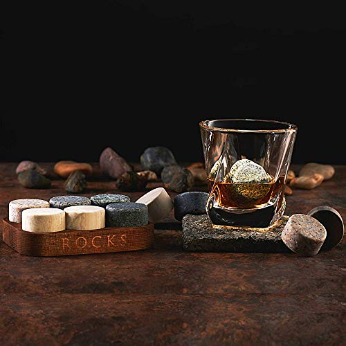 Whiskey Chilling Stones & Kentucky Bourbon Barrel Aged Coffee Gift Set - 6 Handcrafted Granite Round Rocks & Hardwood Storage Tray - Medium Dark Roast 4oz Tasting Bag for Specialty Coffee Lovers! - Image 6