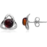 Ian and Valeri Co. Cherry Amber Sterling Silver Celtic Stud Earrings