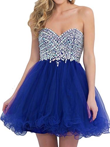 RetailProm Women's Tulle Short Prom Party Ball Gown Sweetheart Homecoming Dress Dark Royal Blue 10