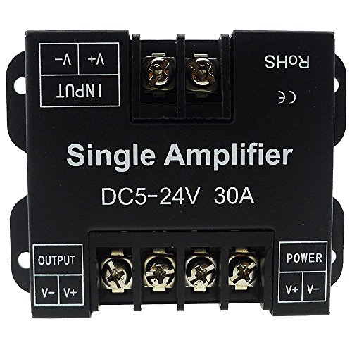 LEDENET Single Color LED Amplifier 30A Data Signal Repeater 1CH 1 Channel Dimmer Power Amplifier for White LED Strip Lights 5V 12V 24V (30A Single Color Amplifier)