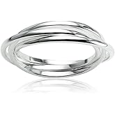 Hoops & Loops 925 Sterling Silver High Polished Triple Interlocking Thin Rolling Comfort Fit Band Ring, Three-in-One Braided Infinity Wedding Band Promise Anniversary Ring