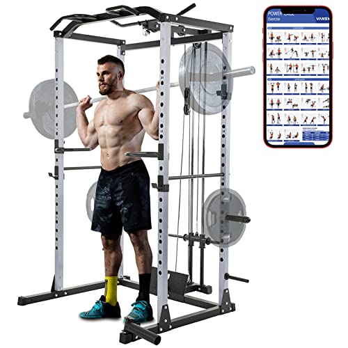 VANSWE Power Cage with LAT Pulldown Attachment, 1200-Pound Capacity ...