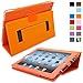 Snugg iPad 2 Case - Smart Cover with Kick Stand & Lifetime Guarantee (Orange Leather) for Apple iPad 2