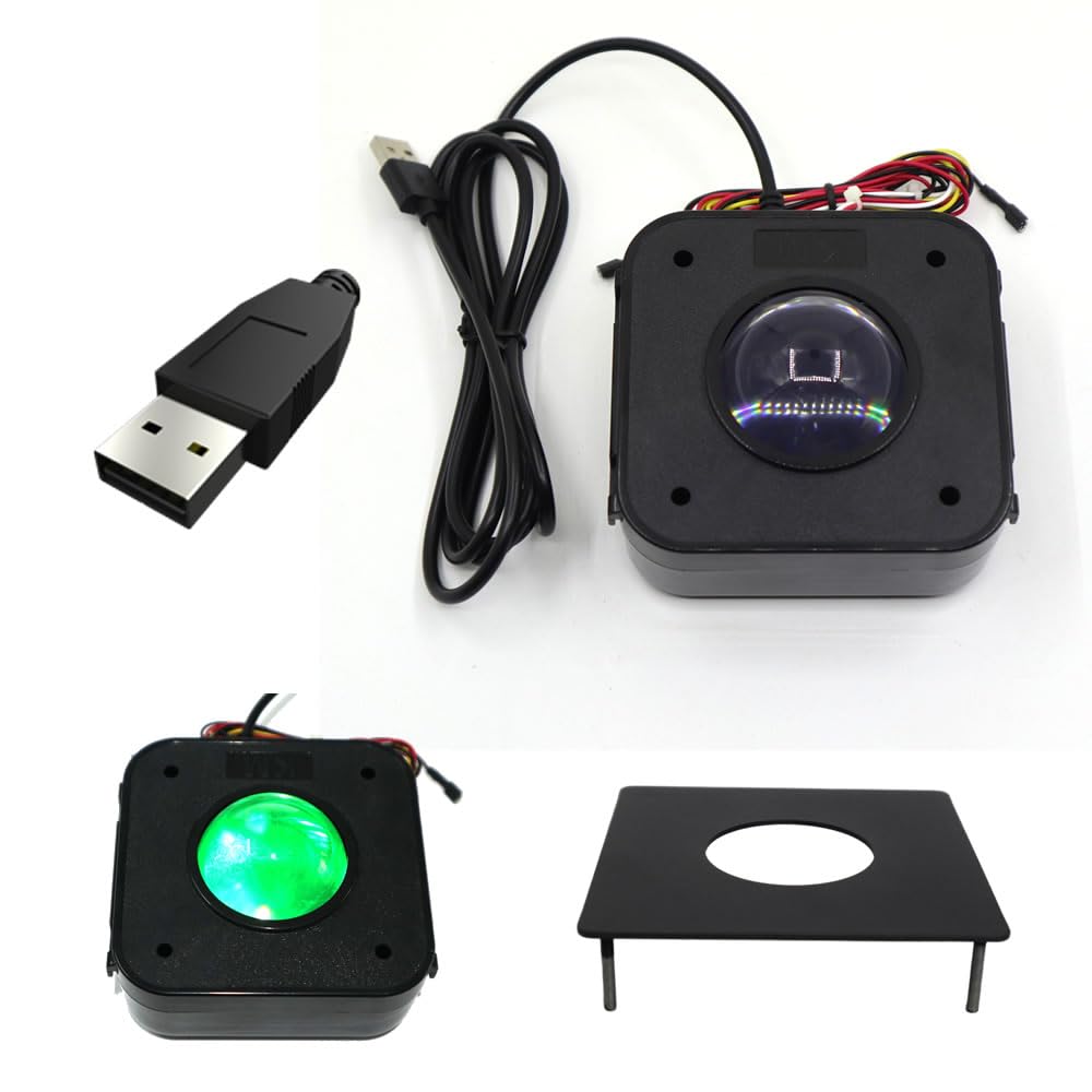 Photo 1 of USB Arcade Game Trackball Mouse Illuminated LED Round 4.5cm USB Connector with Bracket Kit