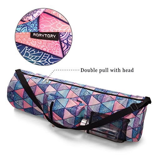 RoryTory Yoga Mat Bag w/Adjustable Strap, Water Bottle Carrier, Inner & Outer Pockets, Heavy