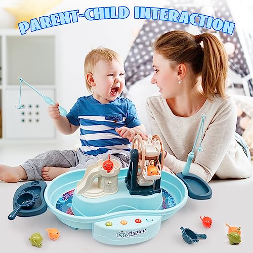 Fishing Game Toy with Water Circulation Musical Fishing Set with 2