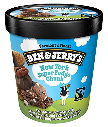 Ben & Jerry's - Vermont's Finest Ice Cream, Non-GMO - Fairtrade - Cage-Free Eggs - Caring Dairy - Responsibly Sourced Packaging, New York Super Fudge, Pint (4 Count)
