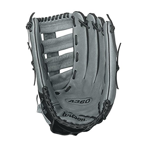 Wilson A360 Slowpitch Softball Glove, Grey/Black/White, Right Hand