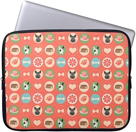 Eratio Dog Love on Coral Neoprene Laptop Sleeve 13 Inch Macbook Air Case Macbook Pro Sleeve and 13 Inch Laptop Bag