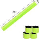 URAQT Reflector Strips 4 Pcs Reflective Snap Band Green Wrist Ankle Safety view 2