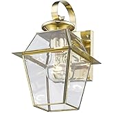 Livex Lighting 2181-02 Outdoor Wall Lantern with Clear Beveled Glass Shades, Polished Brass