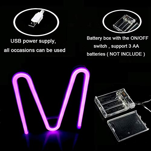Light Up LED Neon Letter Signs Wall Decorative Neon Lights Purple Alphabet Marquee Letter Lights for Birthday Wedding Party Decor - K
