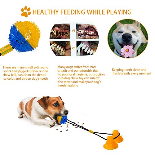 shuny Double Suction Cup Dog Chew Toy Tug of War Rope Toys for Aggressive Chewers Interactive Puppy Puzzle Toys Food Dispensing Toothbrush Teeth Cleaning Ball for Large Dogs