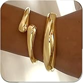 Rainhonor Chunky Gold Bangles Bracelets for Women Gold Cuff Bracelet Set Waterproof Non Tarnish Stack Bracelet for Women Gifts