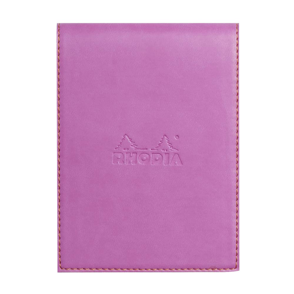 RHODIA 128211C - Clipboard Case + Stapled Notepad No. 12 Lilac - 8.5x12 cm - Lined - 80 Detachable Sheets - White Clairefontaine Paper 80 g/m - Pencil Holder - Faux Leather - Rhodiarama Collection