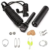 The Friendly Swede Long Lasting Fire Starter XL Rod with Multi-Purpose Keychain Survival Kit (Fishing line, Swivels, Weights, Floats, Safety Needles, Hooks and Tinder)
