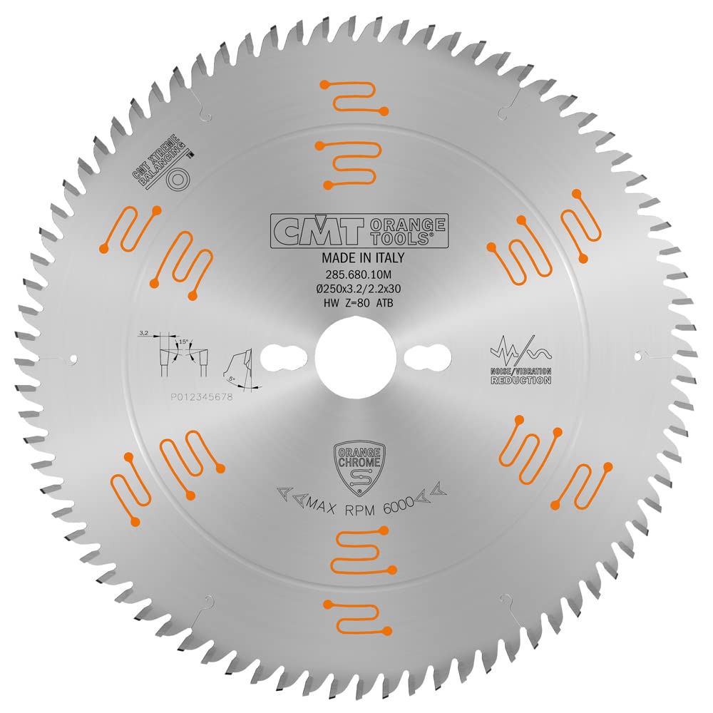 CMT Orange Tools 285.680.10M – Saw Blade Hw 250X3.2/2.2X30 Z80 5Atb (Chrome)