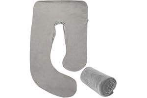 AMCATON Upgraded U-Shaped Pregnancy Pillows Cover, Large U Shaped Body Pillowcase Removable, Replacement Pillowcase with Velo