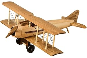 Katutude Retro Aircraft Handicraf Wooden Airplane Model, Vintage Biplane Model Desktop Decoration Photo Props Souvenir Collectible Airplane Model Gift Office Home Decor Ornament