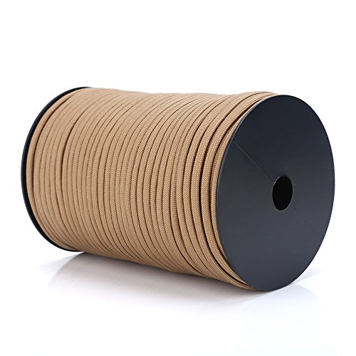 Dilwe Parachute Cord, 550 Reflective Multiple Colors 9 Strand Core 100m Paracord Ropes for Survival Camping Climbing(Khaki)