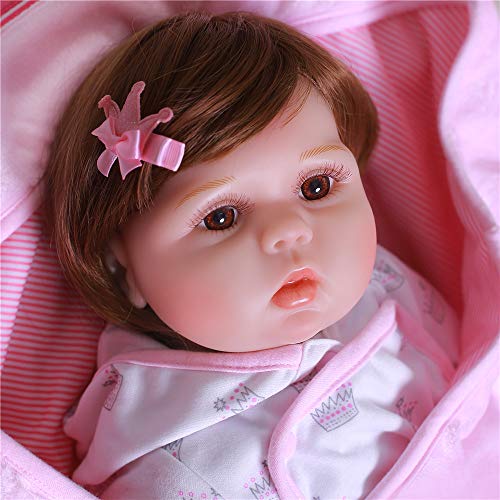ZIYIUI 24inch 60cm Lebensechte Puppen Reborn Babys Mädchen silikon Junge wie echtes babypuppen Girls Toddler Puppe Augen… – Bild 8