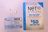 Net10 Cut to Fit MICRO SIM Card for use with GSM iPhone 4, 4s, ipad . Unlimited Talk, Text, Web Plan