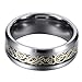L-Ring 8MM Men's Tungsten Wedding Ring Gold Plated Celtic Dragon Inlay Polished Beveled Edge, Size 7-14