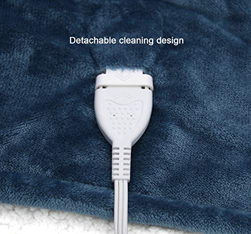 MARQUESS Electric Blanket Micro Plush Sherpa and Reversible Heated Throw Flannel Washable Comfortable Blanket with 4 Heat Settings/Safety 4 Hours Auto-Off Controller (Navy Blue, 50 x 60)