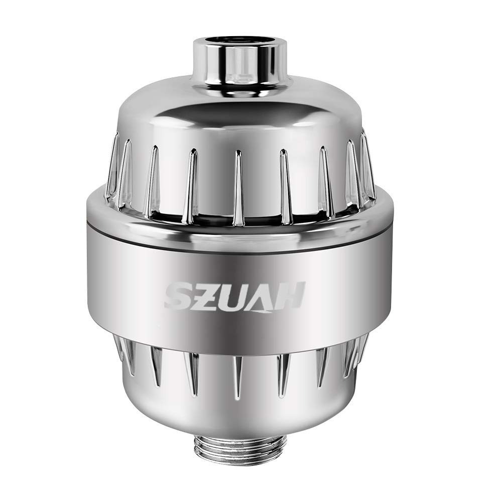 SZUAH 12-Stage Shower Water Filter, High Output Universal Deep Water Purifier with 2 Replaceable Cartridges, Removable, Powerfully Reduce Chlorine, Heavy Metals & Toxins
