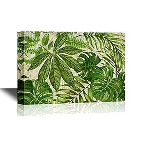 Canvas Wall Art - Green Leaves of Tropical Plants - Giclee Print Gallery Wrap Modern Home Art | Ready to Hang - 12x18 inches