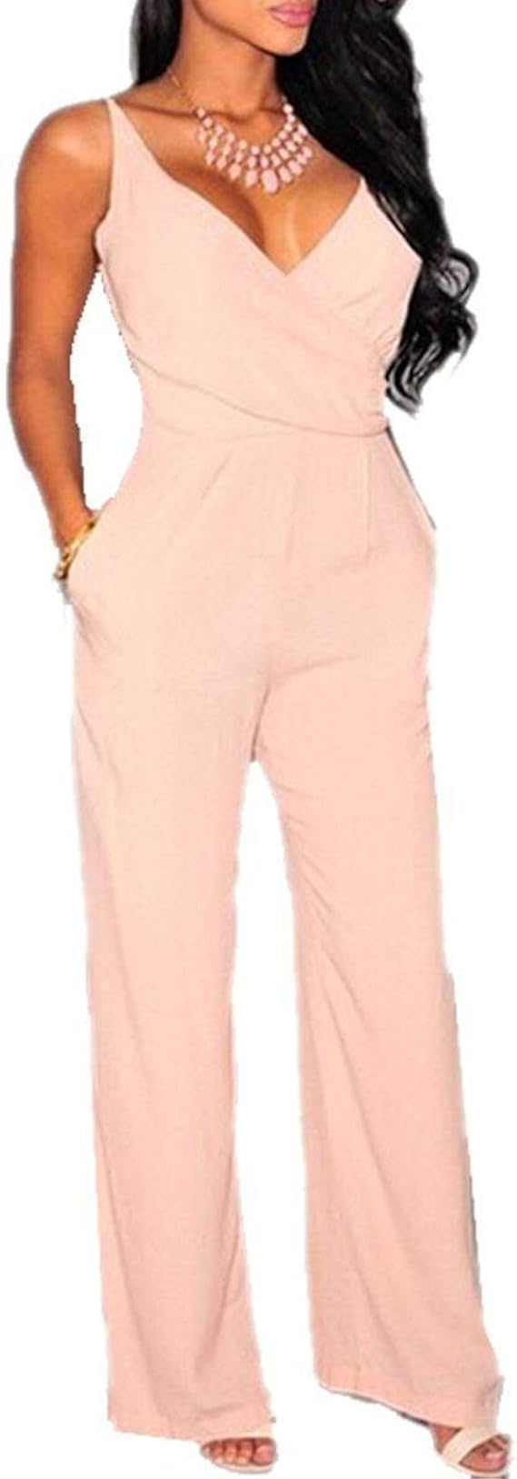 Zeagoo Overall Damen elegant Hose Sommer festlich Jumpsuit Schwarz