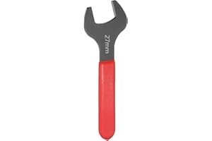 HARFINGTON Single Open End Wrench 27mm Metric 15 Degree Offset Angle U-Shaped Open Ended Spanner Small Flat Head Blackening Wrench with Red Shank for Automotive Repair Furniture Assembly
