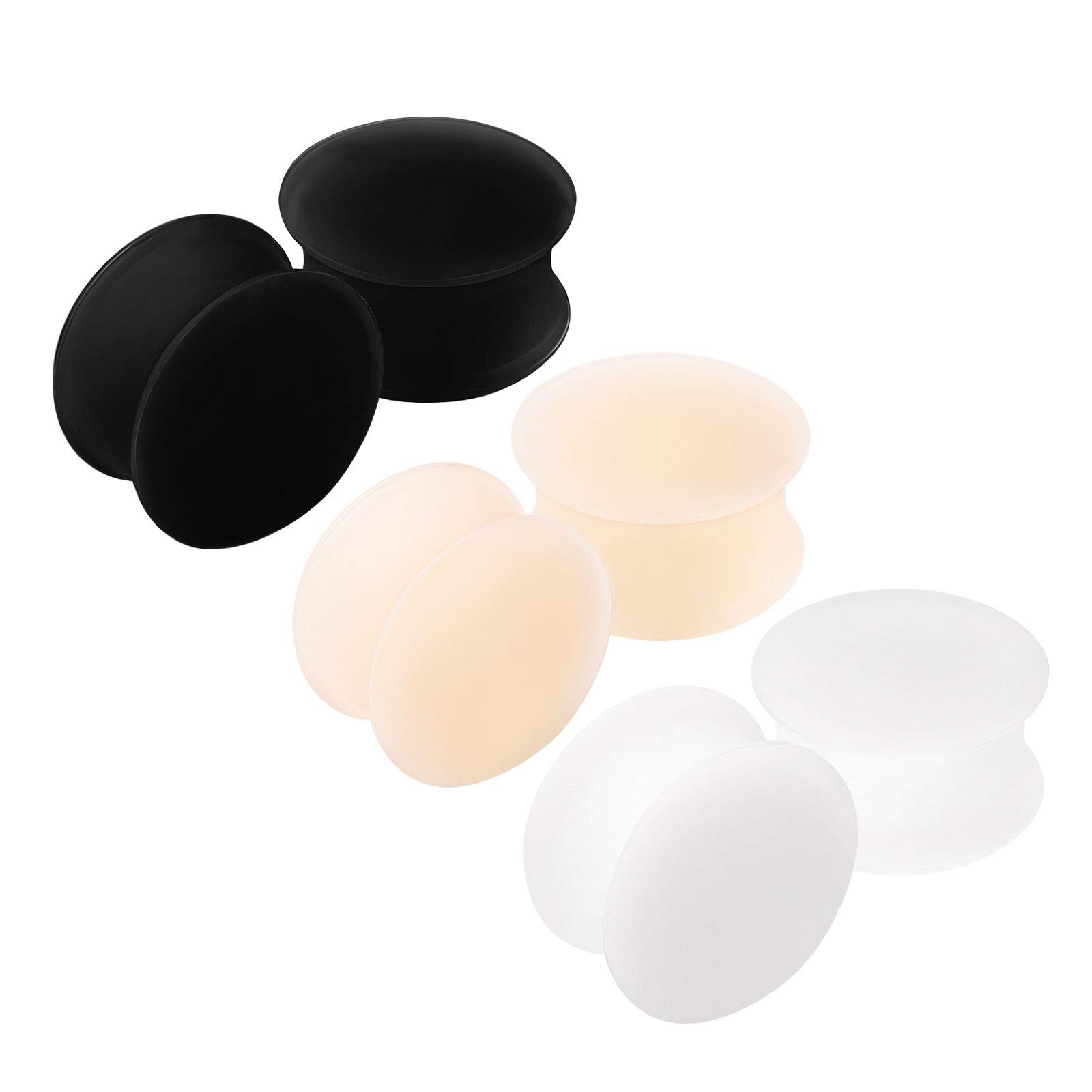 KJM FASHION 6 Pack Black Silicone Double Flared Saddle Ear Stretcher Expander Ear Stretcher Ear Stretcher Ear Stretcher Lobe Piercing Jewelry See More Sizes Silicone, Silicone, Silicone
