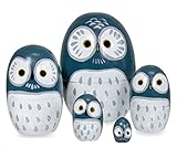 Happy Sales HSMD5/BL Wood Nesting Owl Doll, Blue