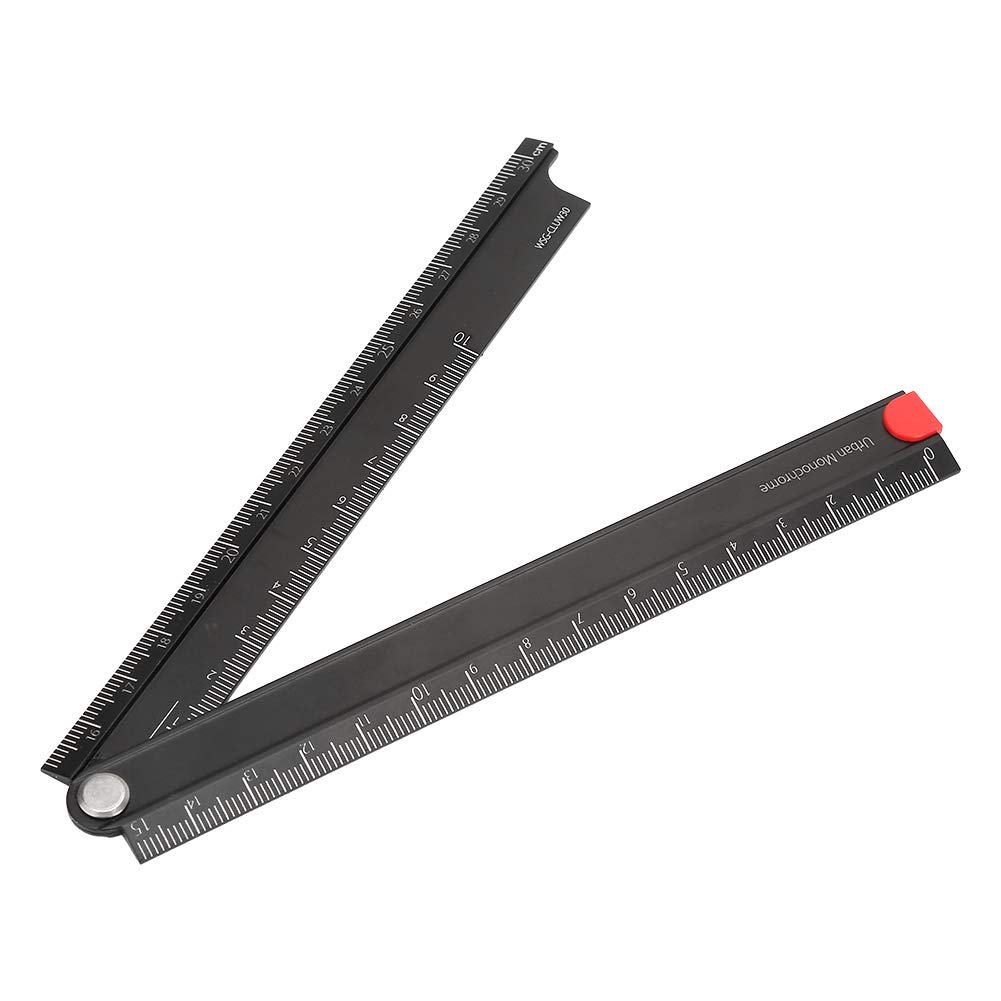 Folding Aluminum Alloy Ruler, 0-300mm, 90¡ã Metal Stationery Measuring Tool, Stainless Steel, Laser Calibration