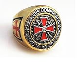 Knight Templar Ring - Masonic College Style GOLD Color Stainless Steel Ring