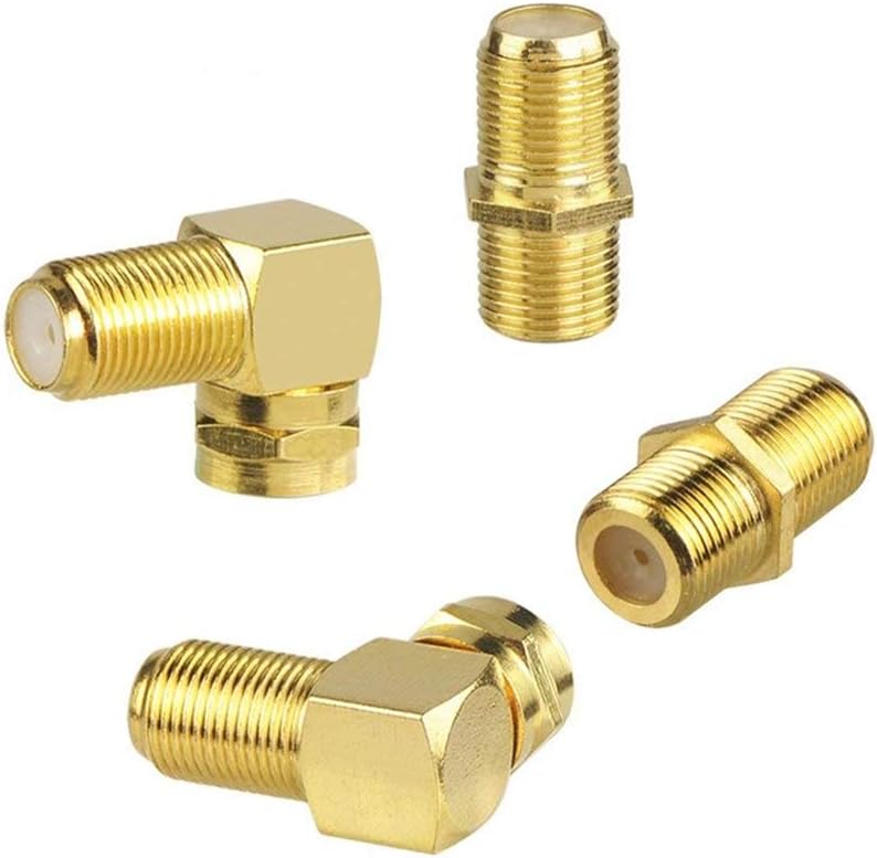 VCE 4 Pack Gold Plated F Type Coaxial RG6 Connector Right Angle F Type